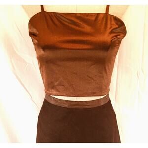 Rue 21 Satin Brown Bandeau Crop Top W/Open, Tie Back (M)